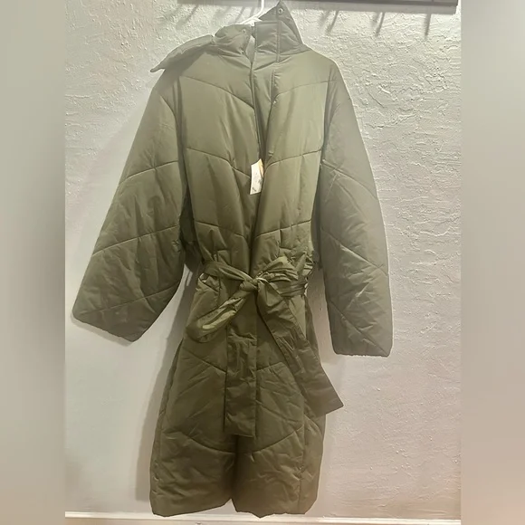 🆕 Ava & Viv Olive Green 🫒 Long Down Puff Jacket - 4X - Picture 1 of 8